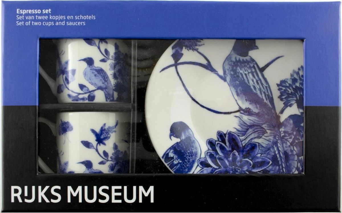 Espresso Set, Delfts Blauwe Vogels, Rijksmuseum 3 Espresso Set, Delfts Blauwe Vogels, Rijksmuseum