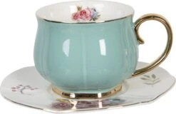 Clayre & Eef Kop En Schotel Set Van 6 250 Ml Meerkleurig Porselein Rond Bloemen Servies Cadeau Voor Haar Cappuccino -Premium Waterflessenwinkel 1200x776 3