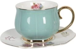 Clayre & Eef Kop En Schotel Set Van 6 250 Ml Meerkleurig Porselein Rond Bloemen Servies Cadeau Voor Haar Cappuccino -Premium Waterflessenwinkel 1200x779 1