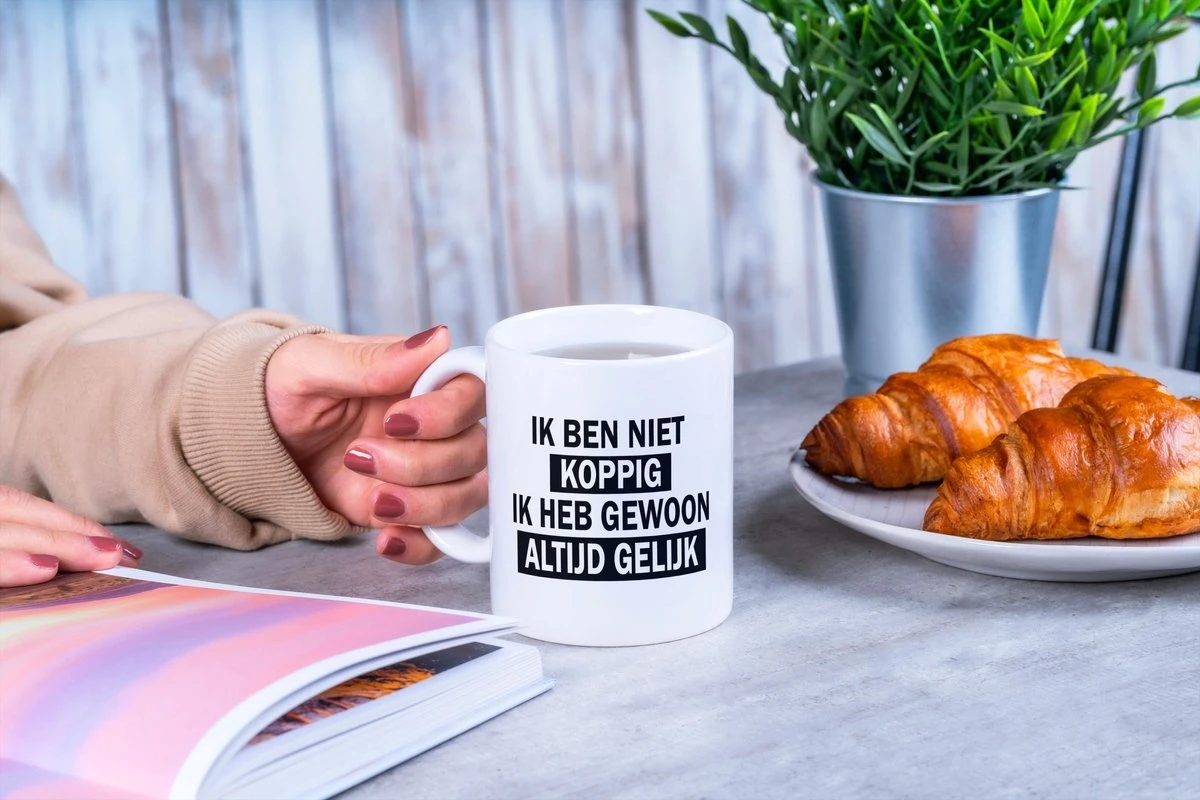 Mok Met Tekst: Ik Ben Niet Koppig. Ik Heb Gewoon Altijd Gelijk | Grappige Mok | Grappige Cadeaus 5 Mok Met Tekst: Ik Ben Niet Koppig. Ik Heb Gewoon Altijd Gelijk | Grappige Mok | Grappige Cadeaus - Afbeelding 3
