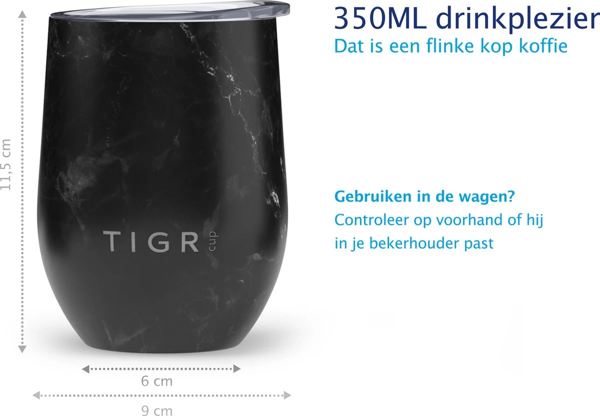 TIGR The Combo - Voordeelset Minimalist Thermosfles En Cup Warmhoudbeker - 500ml - Zwart Marmer 8 TIGR The Combo - Voordeelset Minimalist Thermosfles En Cup Warmhoudbeker - 500ml - Zwart Marmer - Afbeelding 6