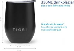 TIGR Cups - Drinkbekers - Thermosbekers - RVS - Set Van 2 - 350ml - Zwart/Rosé Goud -Premium Waterflessenwinkel 1200x834