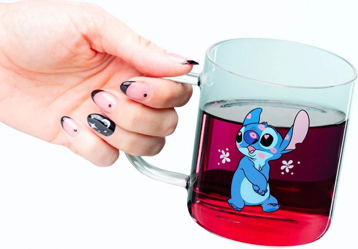 Disney - Stitch - Glazen Theemok - Transparant Met Opdruk - 330ml 4 Disney - Stitch - Glazen Theemok - Transparant Met Opdruk - 330ml - Afbeelding 2