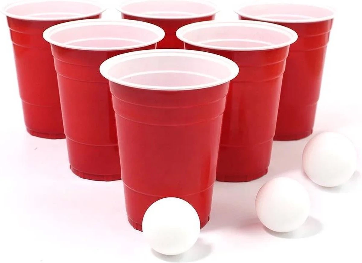Merkloos Beerpong - 50 Stuk(s) - Red Cups Inc. 3 Ballen - Beerpong Drankspel - Plastic Bekers - Beer Pong 4 Merkloos Beerpong - 50 Stuk(s) - Red Cups Inc. 3 Ballen - Beerpong Drankspel - Plastic Bekers - Beer Pong - Afbeelding 2