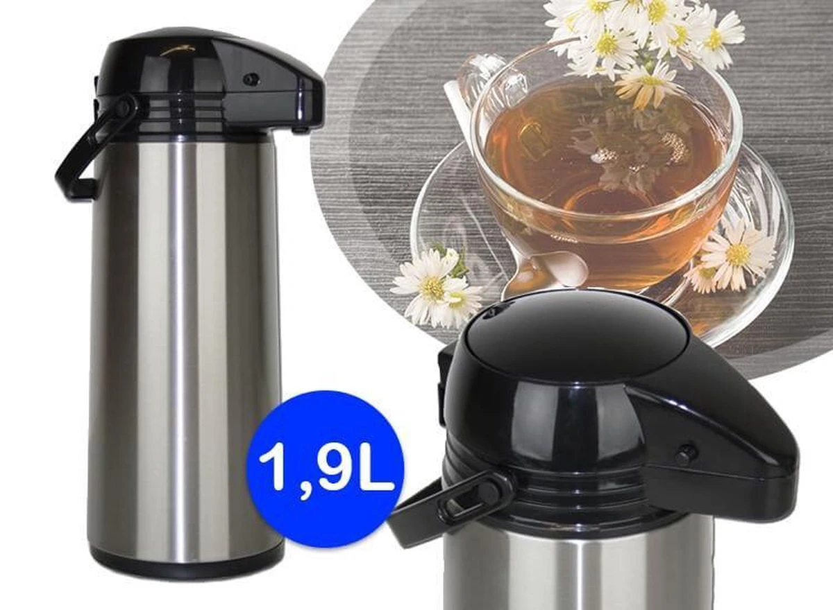 Basic Haushalt 26126 - Airpot - RVS - 1.9 Liter 4 Basic Haushalt 26126 - Airpot - RVS - 1.9 Liter - Afbeelding 2