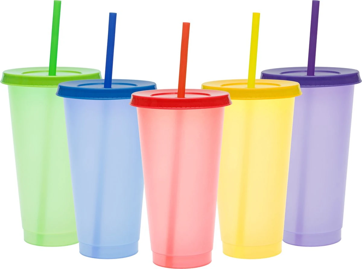 Herbruikbare Bekers Met Rietje En Deksel Van Plastic – Starbucks Design – Drinkbekers Met Rietje – Kleur Veranderende Beker – 5 Pack 3 Herbruikbare Bekers Met Rietje En Deksel Van Plastic – Starbucks Design – Drinkbekers Met Rietje – Kleur Veranderende Beker – 5 Pack