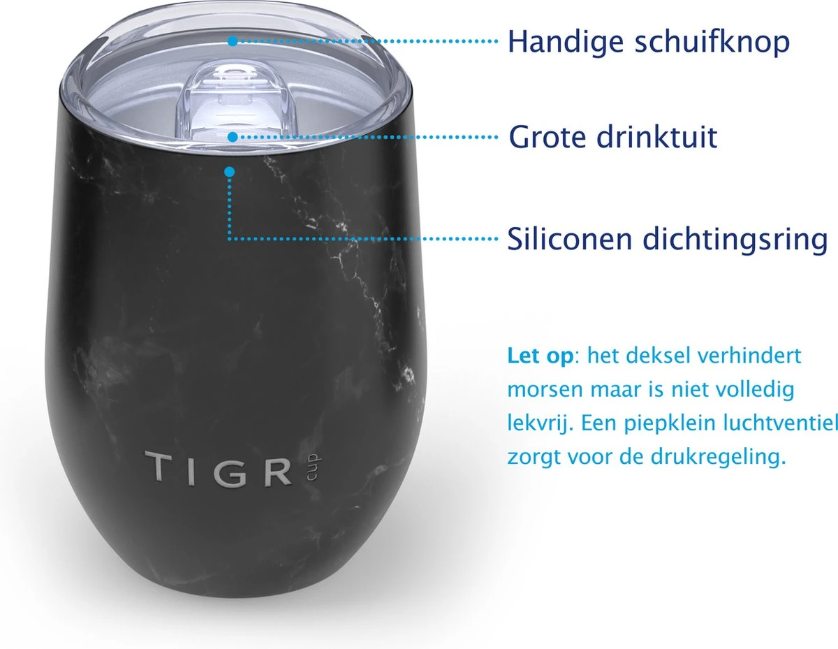 TIGR The Combo - Voordeelset Minimalist Thermosfles En Cup Warmhoudbeker - 500ml - Zwart Marmer 5 TIGR The Combo - Voordeelset Minimalist Thermosfles En Cup Warmhoudbeker - 500ml - Zwart Marmer - Afbeelding 3