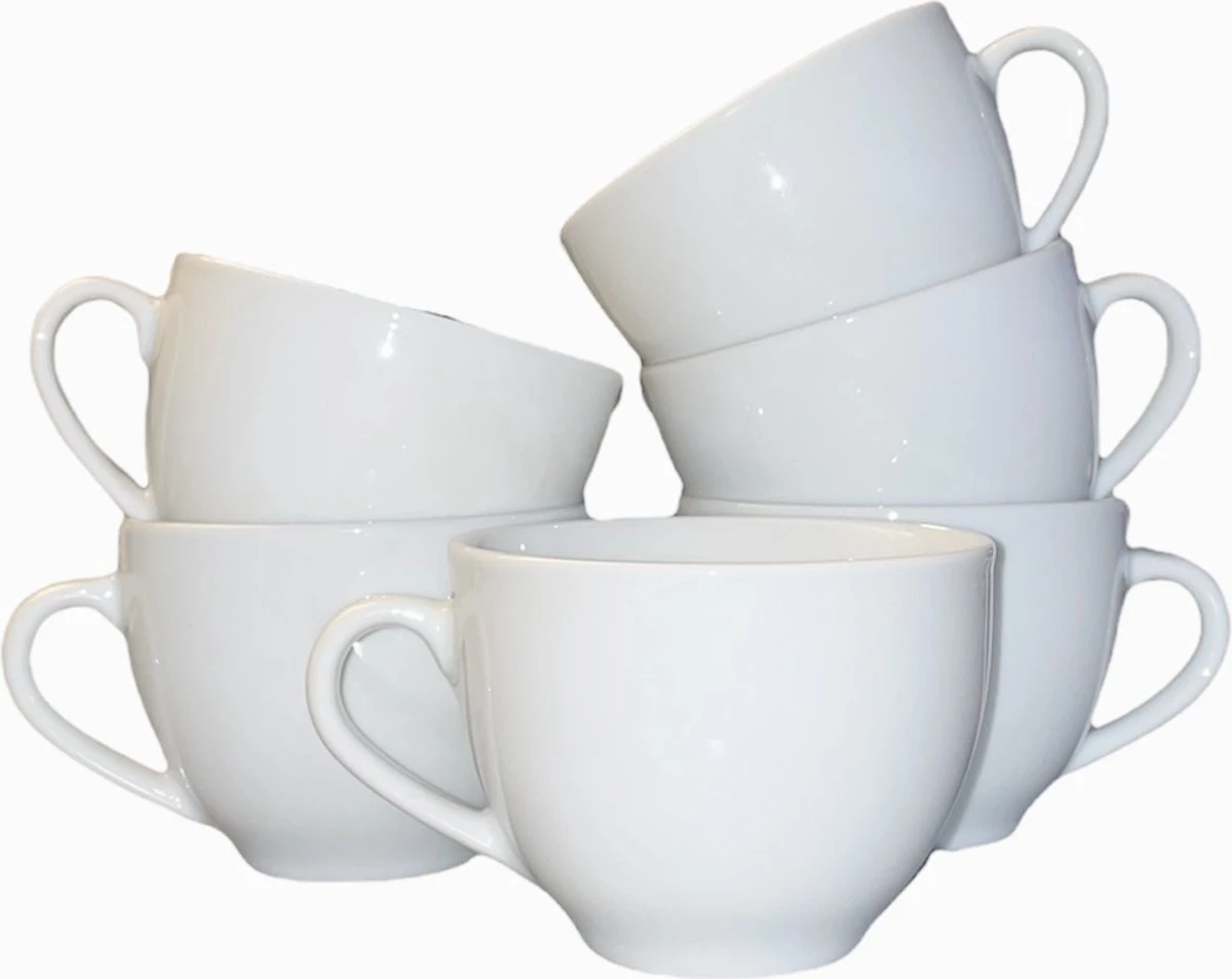 Merkloos Koffie Kopjes – Koffiekopjes – Koffiemokken – Cappuccino – Set Van 6 – Porselein – 250 Ml – Wit 4 Merkloos Koffie Kopjes – Koffiekopjes – Koffiemokken – Cappuccino – Set Van 6 – Porselein – 250 Ml – Wit - Afbeelding 2