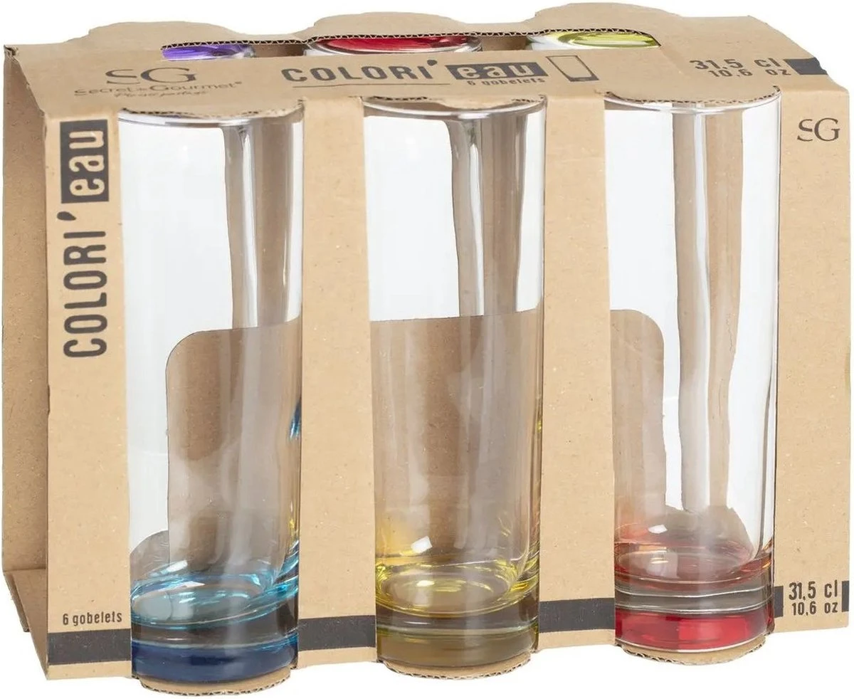 Set Van 6x Stuks Longdrink Glazen Colori 310 Ml Van Glas - Drinkglazen - Waterglazen 4 Set Van 6x Stuks Longdrink Glazen Colori 310 Ml Van Glas - Drinkglazen - Waterglazen - Afbeelding 2