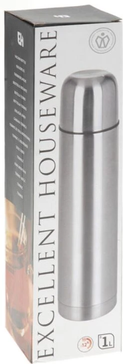 Excellent Houseware KOOPMAN Thermoskan Bullet 1 Liter RVS -Premium Waterflessenwinkel 405x1200