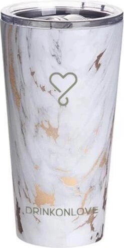 DRINKONLOVE - SHAKEY GOLD - Drinkbeker Met Rietje - RVS - 480 Ml