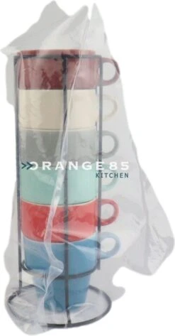 Orange85 Koffiekopjes - Met Houder - Set Van 6 - Gekleurd - 300 Ml - Keramiek -Premium Waterflessenwinkel 626x1200 1