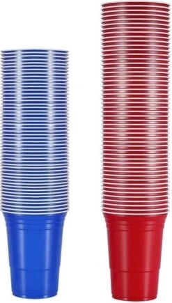 Merkloos Beerpong - 50 Stuk(s) Blue Cups & Red Cups Inc. 3 Ballen - Beerpong Drankspel - Plastic Bekers -Premium Waterflessenwinkel 682x1200