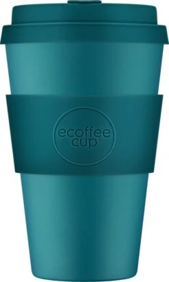 Ecoffee Cup Bay Of Fires PLA - Koffiebeker To Go 400 Ml - Petrol Siliconen