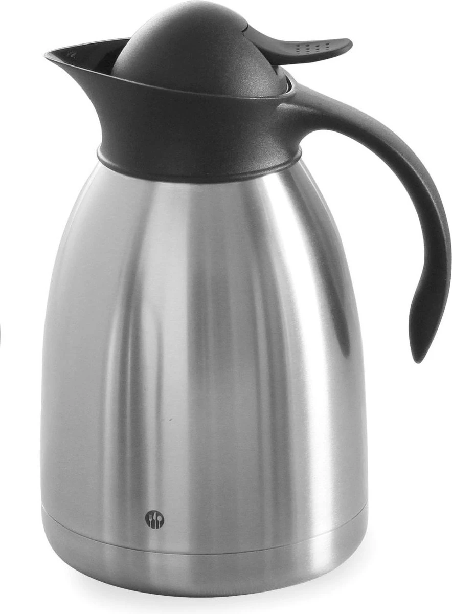 Hendi Thermoskan 1,5 Liter - Isoleerkan Met Drukknop - Zwart - Ø14,5x(H)23cm 3 Hendi Thermoskan 1,5 Liter - Isoleerkan Met Drukknop - Zwart - Ø14,5x(H)23cm