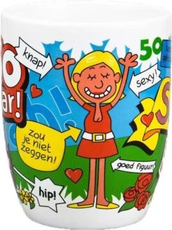Cartoonmok Sarah - 50 Jaar -Premium Waterflessenwinkel 895x1200