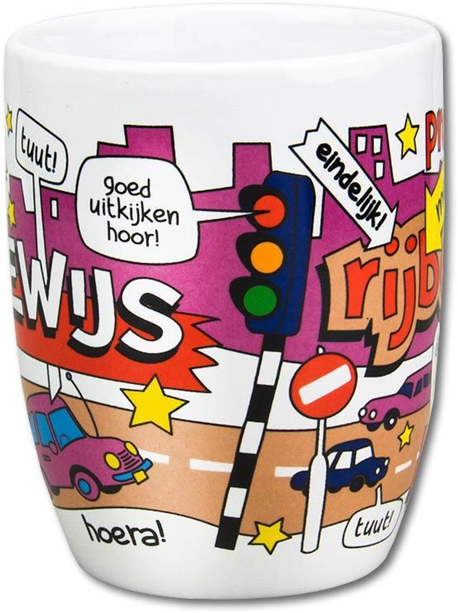 Paper Dreams Mok Cartoon-stijl Rijbewijs Keramiek 325ml Rood/wit 4 Paper Dreams Mok Cartoon-stijl Rijbewijs Keramiek 325ml Rood/wit - Afbeelding 2