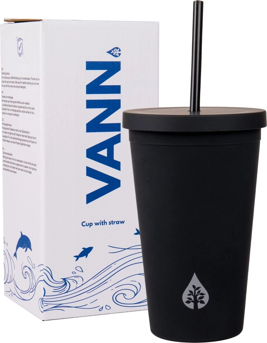 Beker Met Rietje En Deksel Starbucks Milkshake Beker Voor Take Away – Herbruikbare Plastic Drinkbeker Zwart 500ml - VANN 3 Beker Met Rietje En Deksel Starbucks Milkshake Beker Voor Take Away – Herbruikbare Plastic Drinkbeker Zwart 500ml - VANN