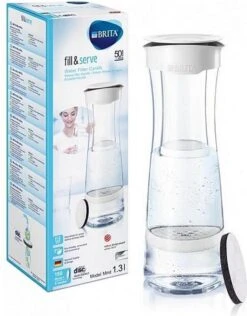 BRITA - Fill&Serve Waterfilterkaraf - 1,3L - Wit Grafiet - Inclusief 1 MicroDisc Waterfilter -Premium Waterflessenwinkel 937x1200