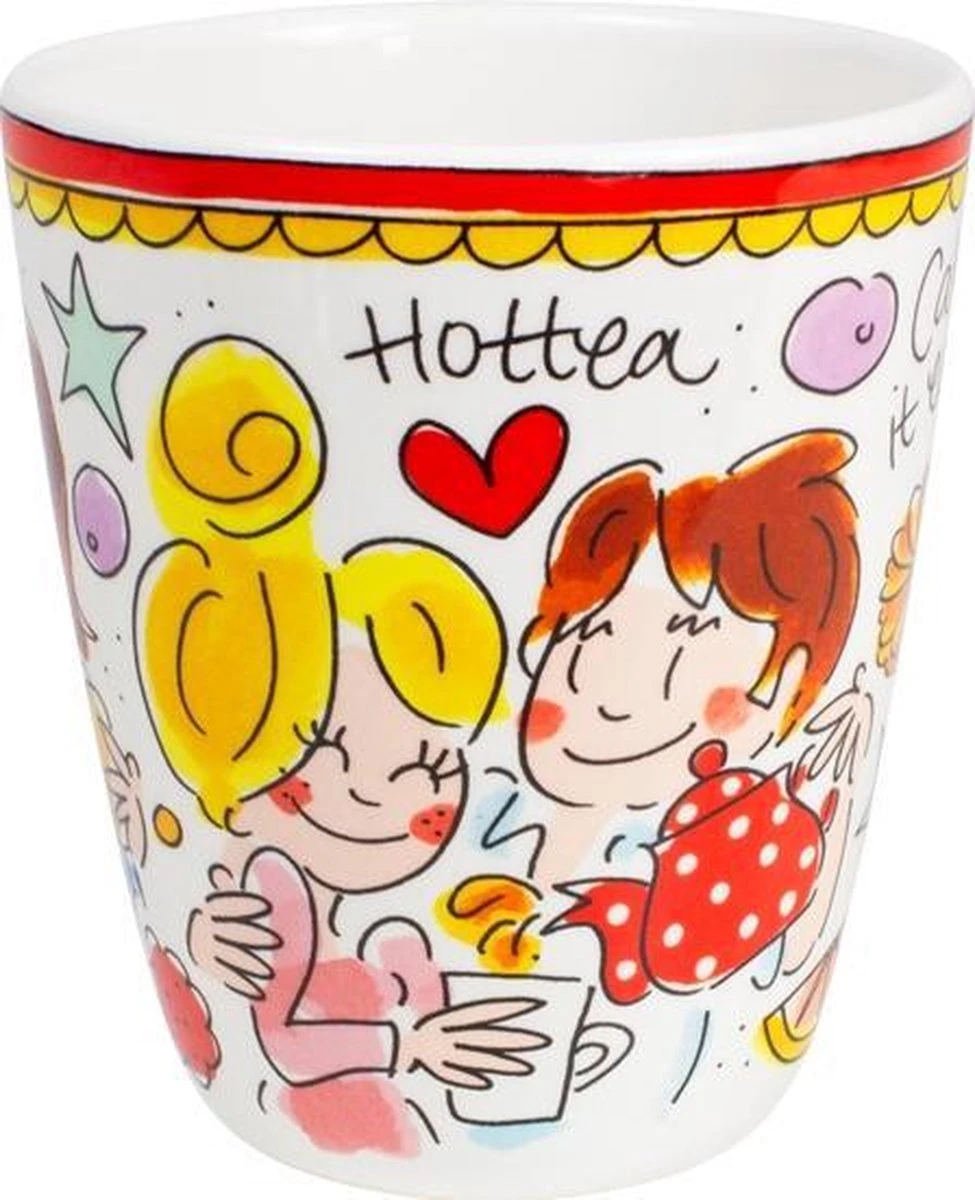 Blond Amsterdam Even Bijkletsen Mok 350 Ml - Rode Rand 4 Blond Amsterdam Even Bijkletsen Mok 350 Ml - Rode Rand - Afbeelding 2