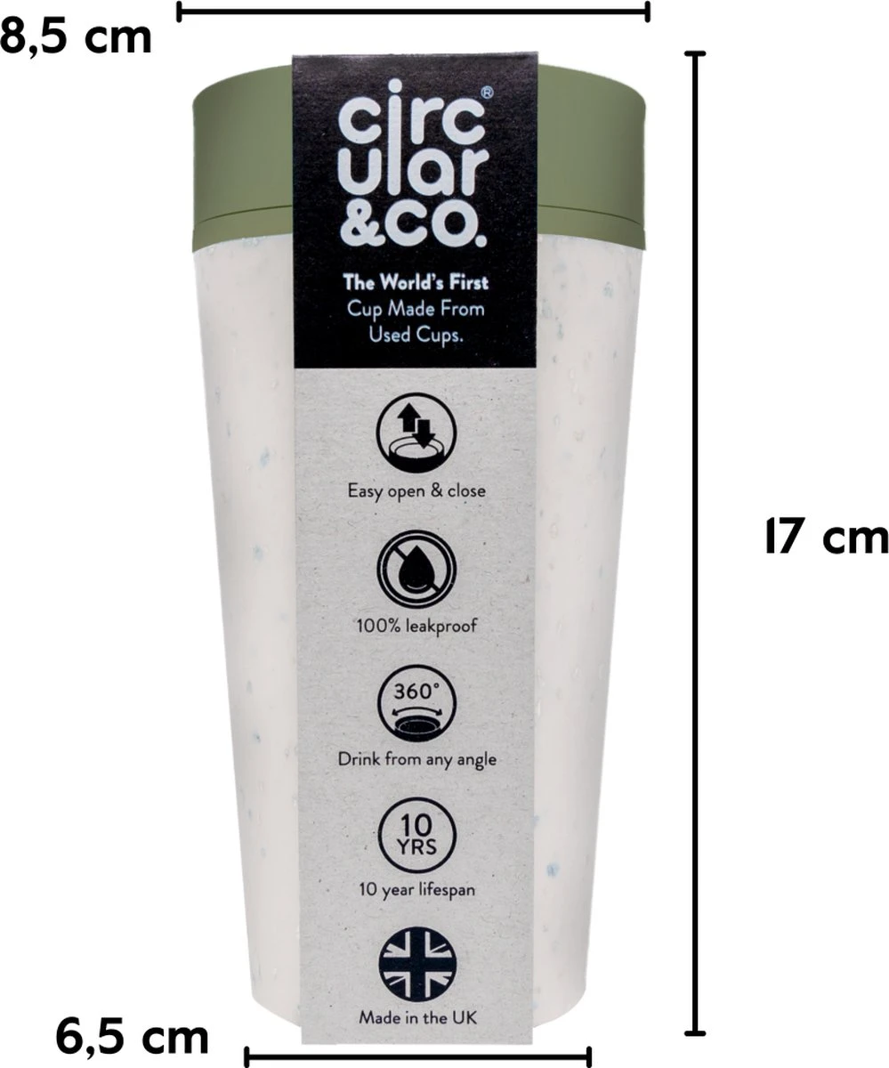 Circular&Co. Herbruikbare To Go Koffiebeker (rCUP) Crème/groen 12oz/340ml 9 Circular&Co. Herbruikbare To Go Koffiebeker (rCUP) Crème/groen 12oz/340ml - Afbeelding 7